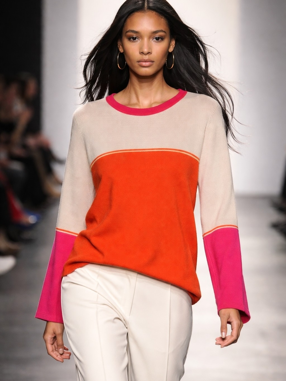 Ces Femme Colorblock Pullover in Coral, Pink & Cream